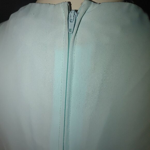 Vintage AEMW Light Blue Wrap Dress Floral Detail Long Sleeves Back Zipper USA - Picture 10 of 16